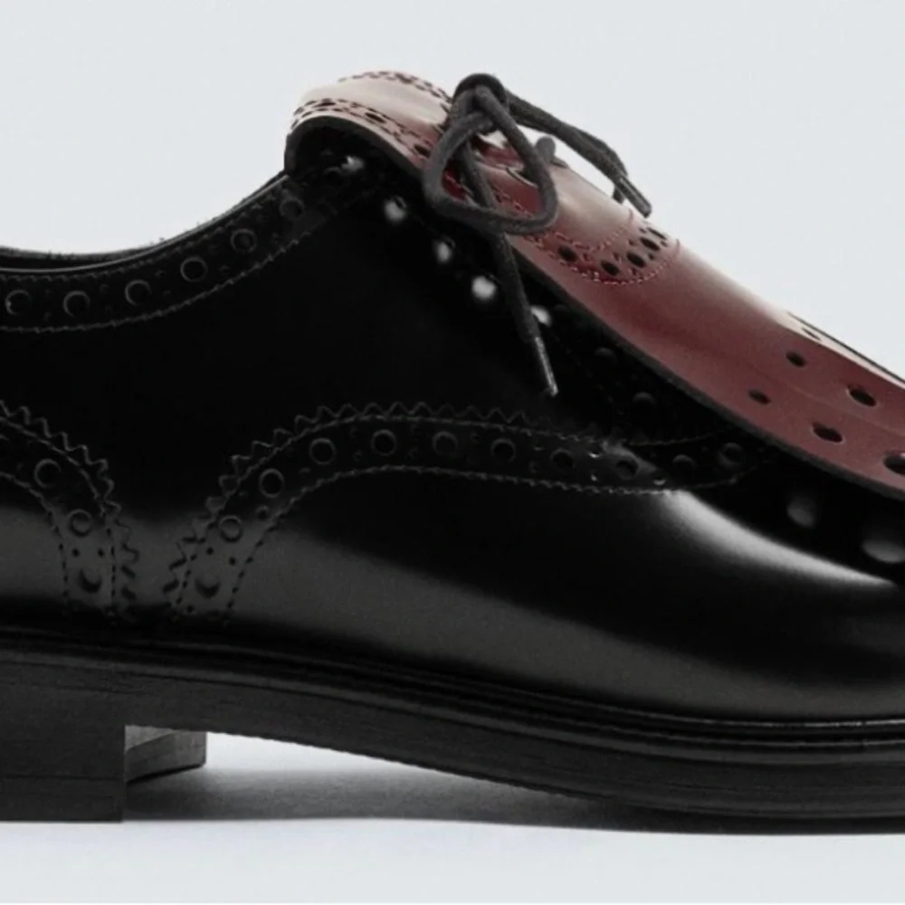 Zara Black and Burgundy Oxfords LEATHER SHOES HARRY LAMBERT FOR ZARA X DISNEY